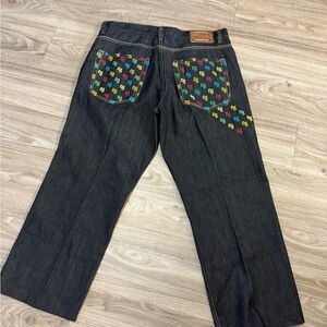 Vintage Coogi Mens Jeans 40X34 Black Embroidered 5 Pockets Big And Tall